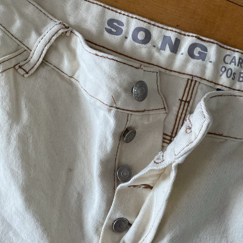 S.O.N.G. Off-white Carpenter 90s Boyfriend jeans 13/31 button fly - Picture 3 of 4